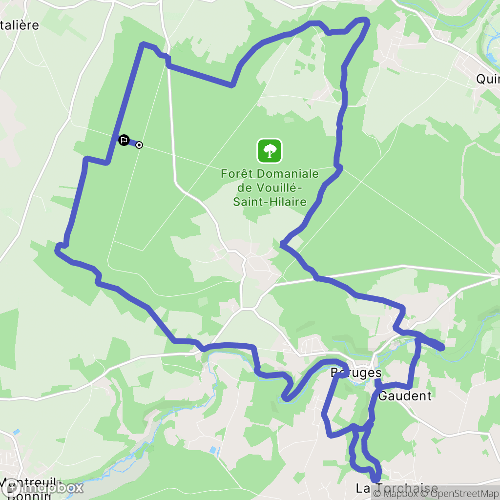 Vouillé : carte du parcours de randonnée - France