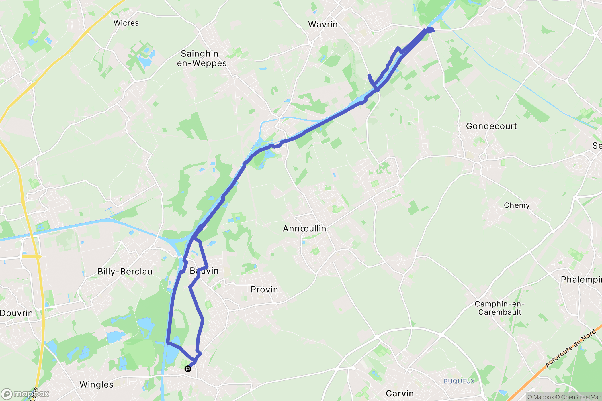 Meurchin : carte du parcours de randonnée - France
