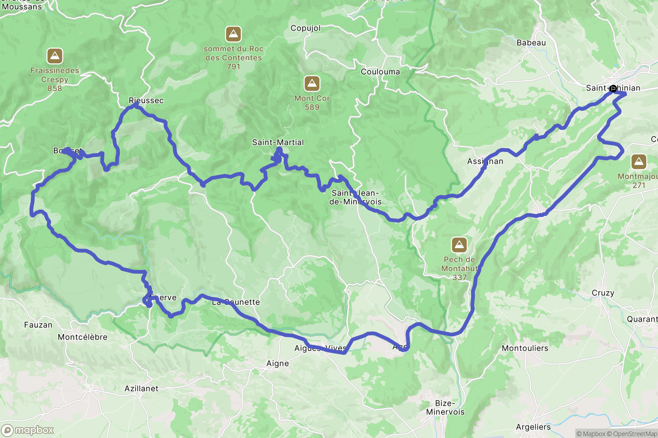Saint-Chinian : carte du parcours de randonnée - France