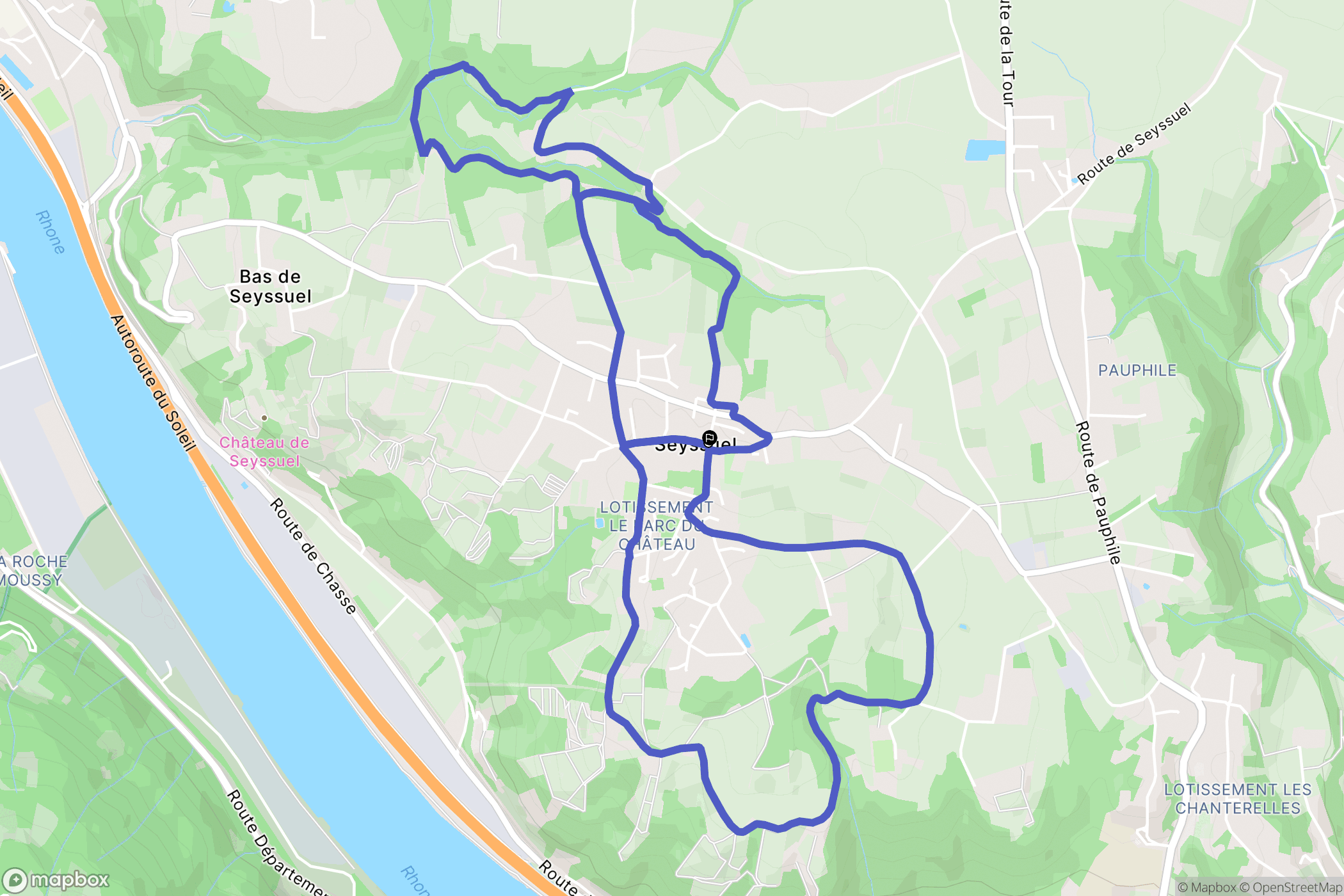 Seyssuel : carte du parcours de randonnée - France