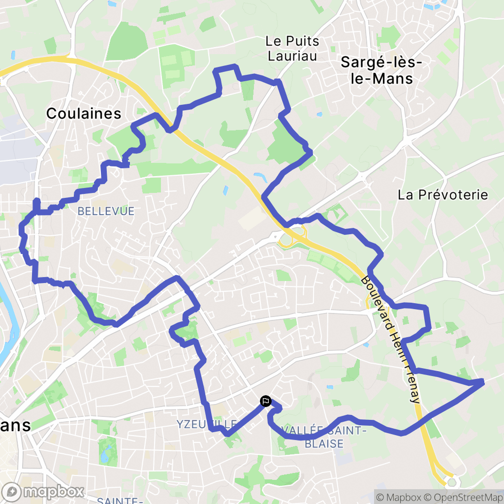Le Mans : carte du parcours de randonnée - France
