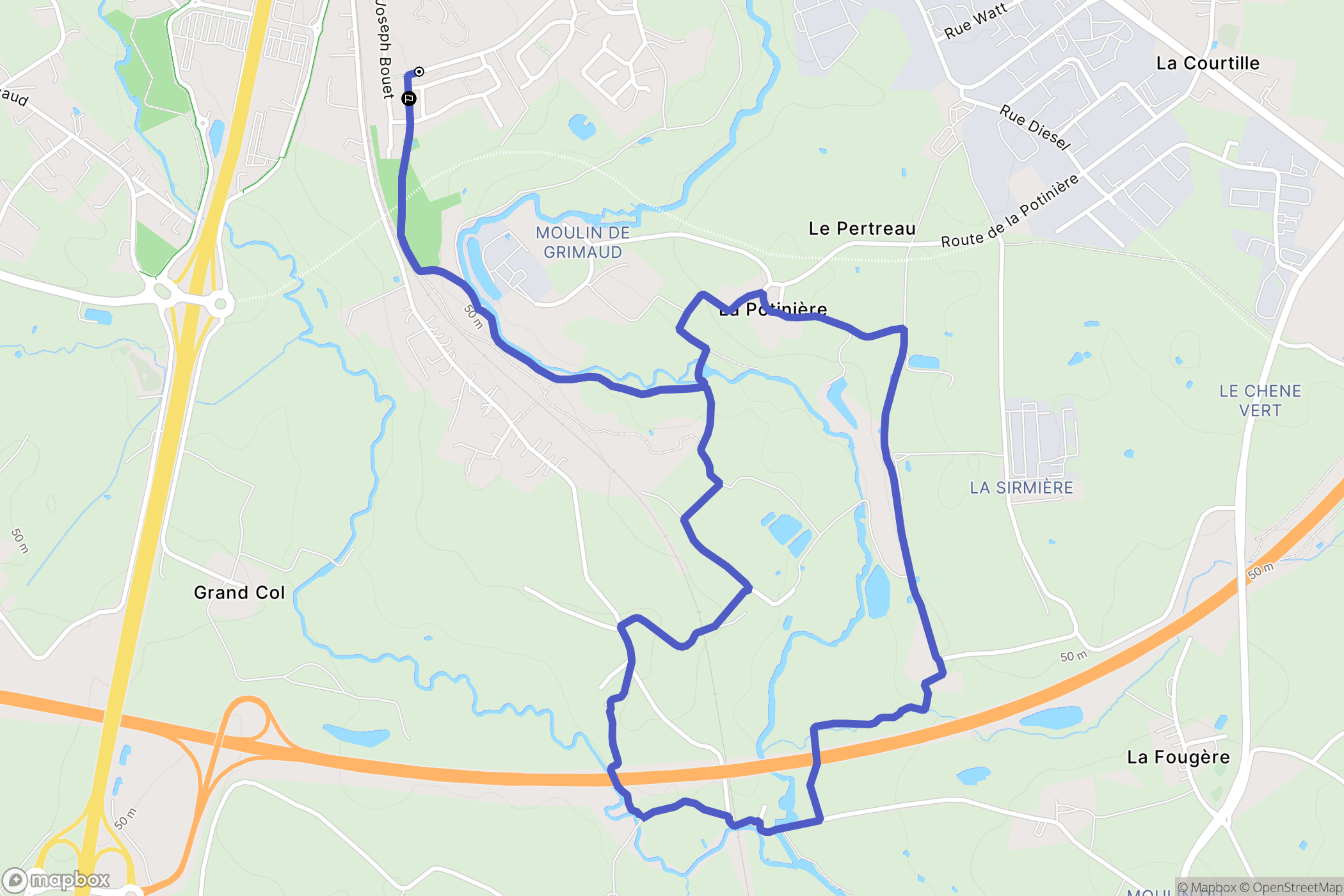 La Roche-sur-Yon : carte du parcours de randonnée - France