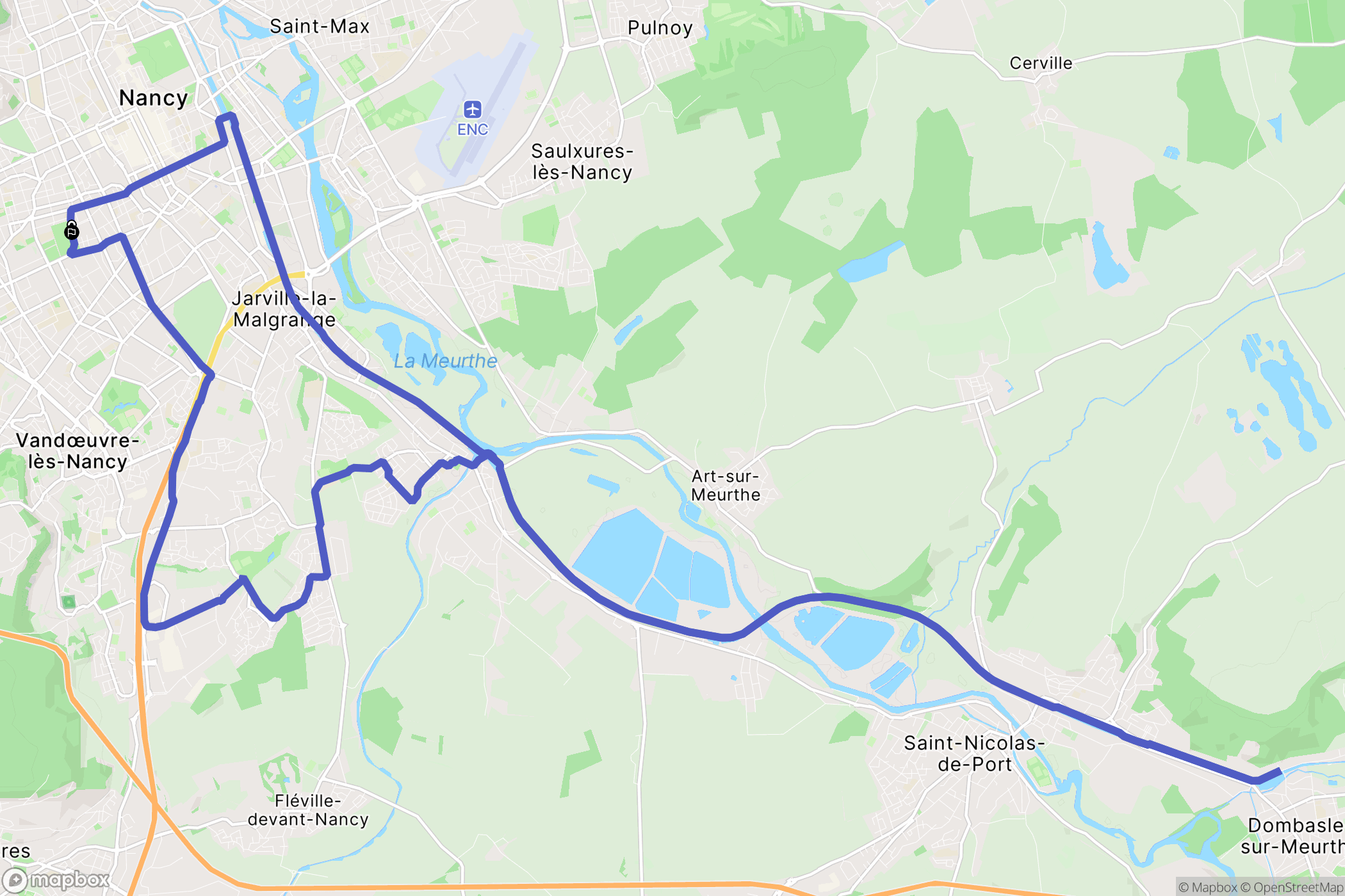Nancy : carte du parcours de randonnée - France