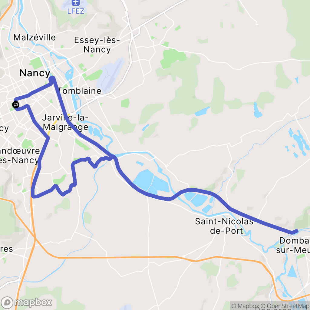 Nancy : carte du parcours de randonnée - France
