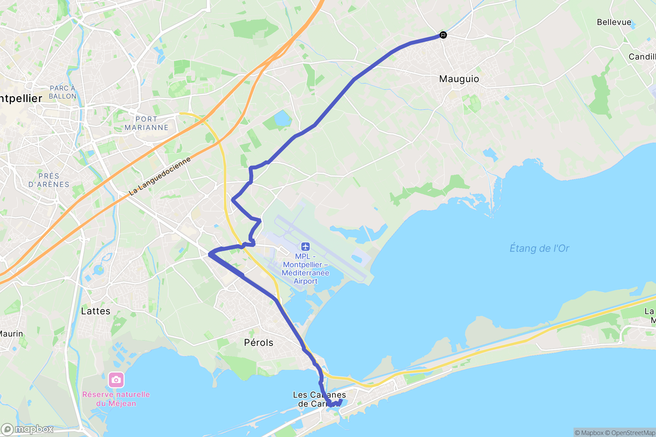 Mauguio : carte du parcours de randonnée - France
