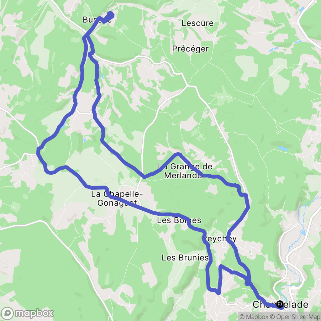 Chancelade : carte du parcours de randonnée - France