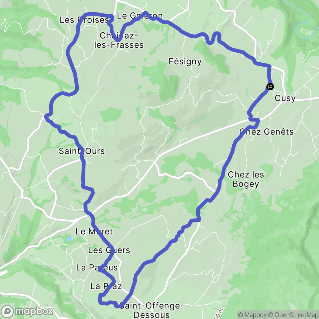Cusy : carte du parcours de randonnée - France