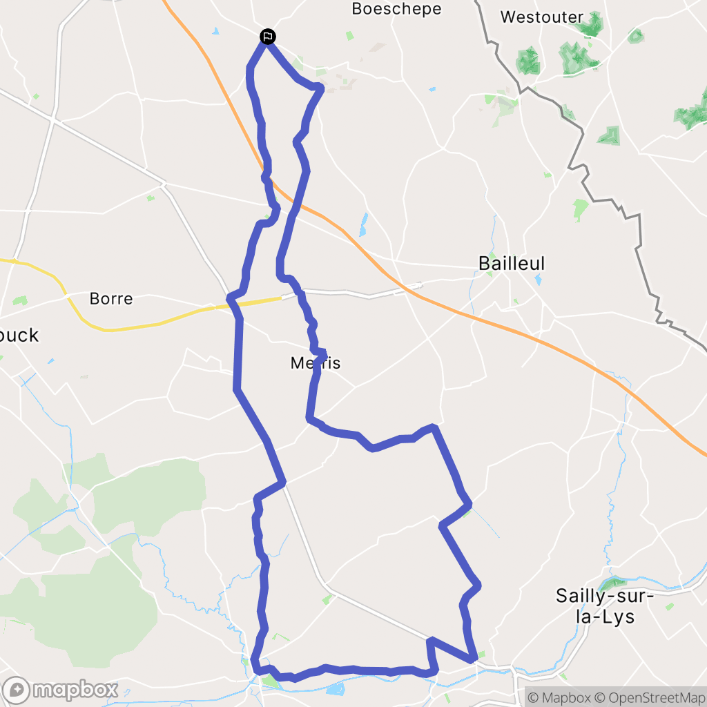 Godewaersvelde : carte du parcours de randonnée - France