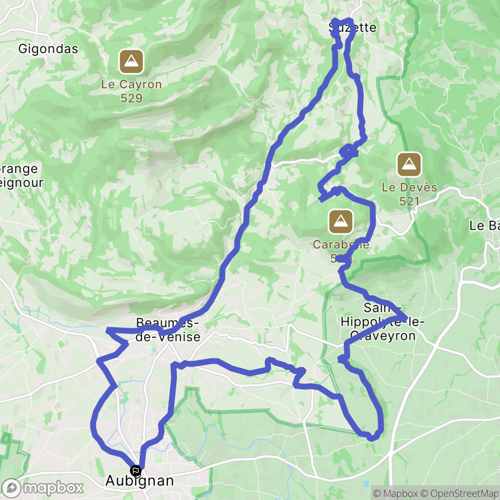 Aubignan : carte du parcours de randonnée - France