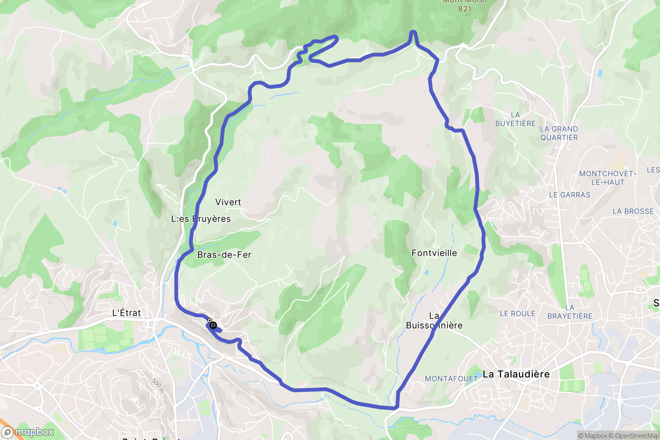 La Tour-en-Jarez : carte du parcours de randonnée - France