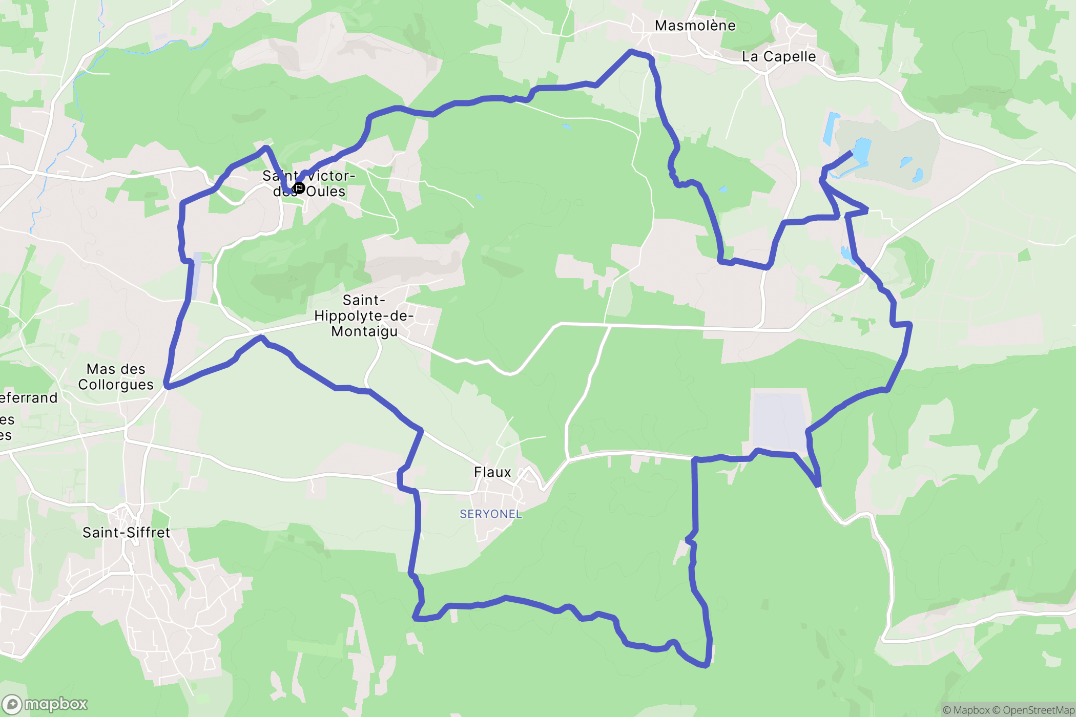 Saint-Victor-des-Oules : carte du parcours de randonnée - France