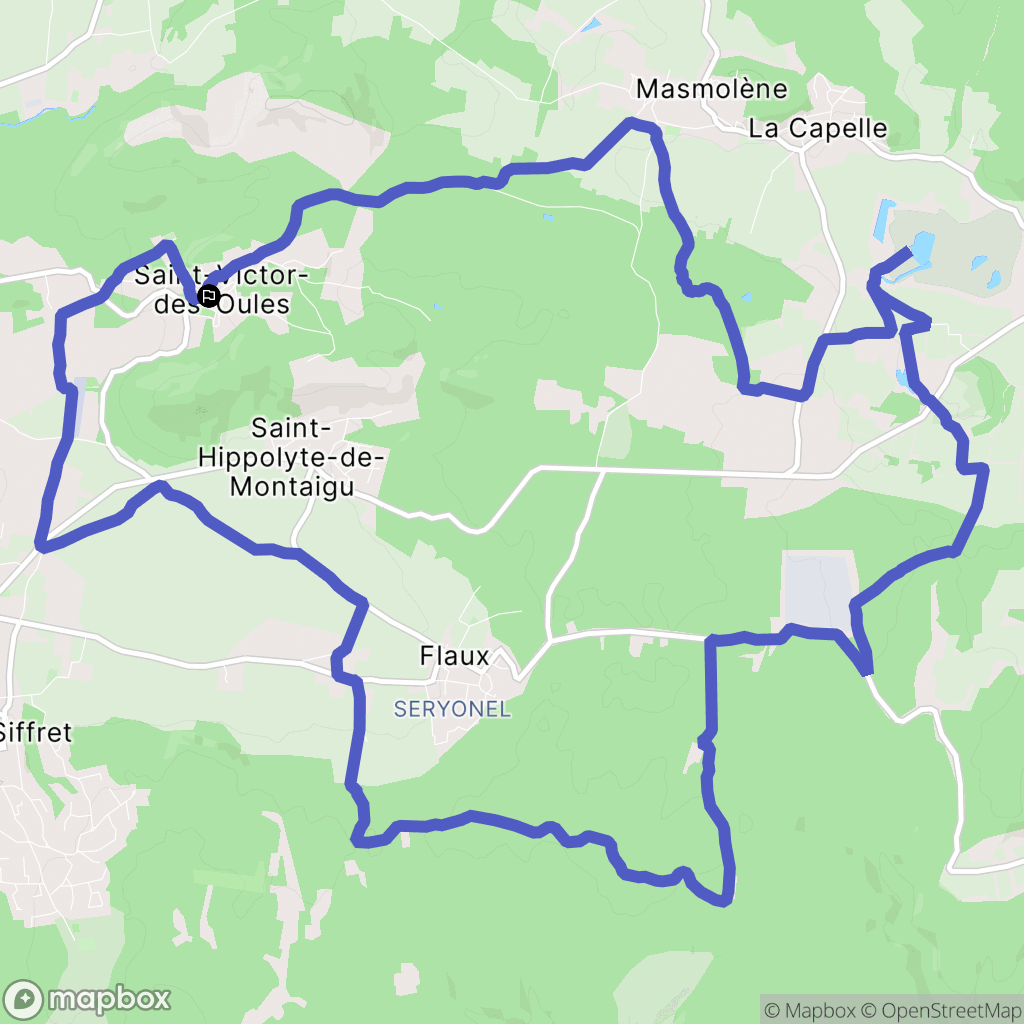 Saint-Victor-des-Oules : carte du parcours de randonnée - France