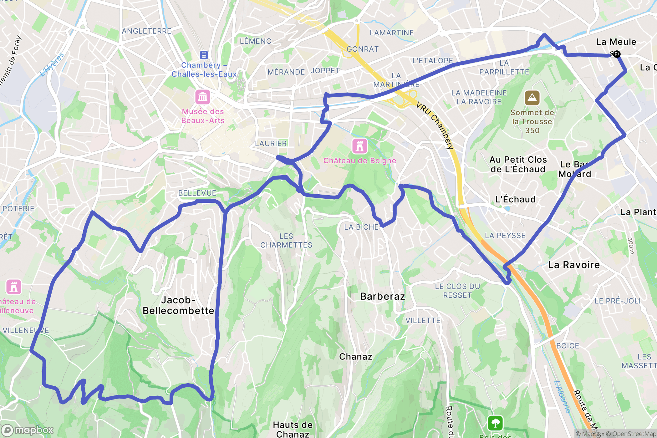 La Ravoire : carte du parcours de randonnée - France