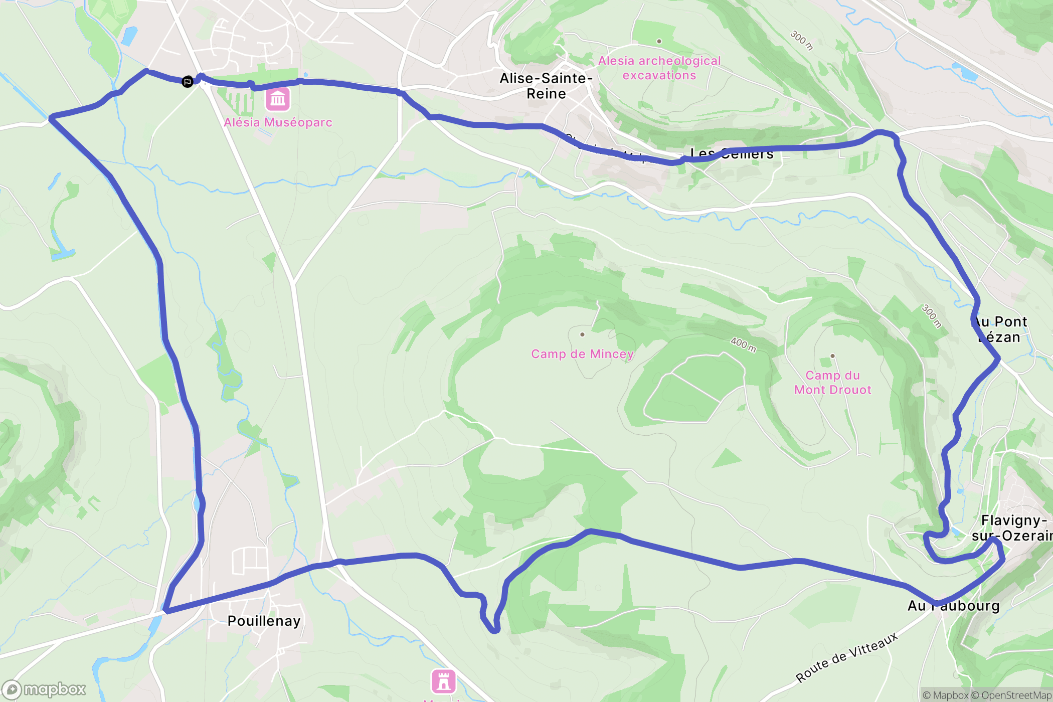 Venarey-les-Laumes : carte du parcours de randonnée - France