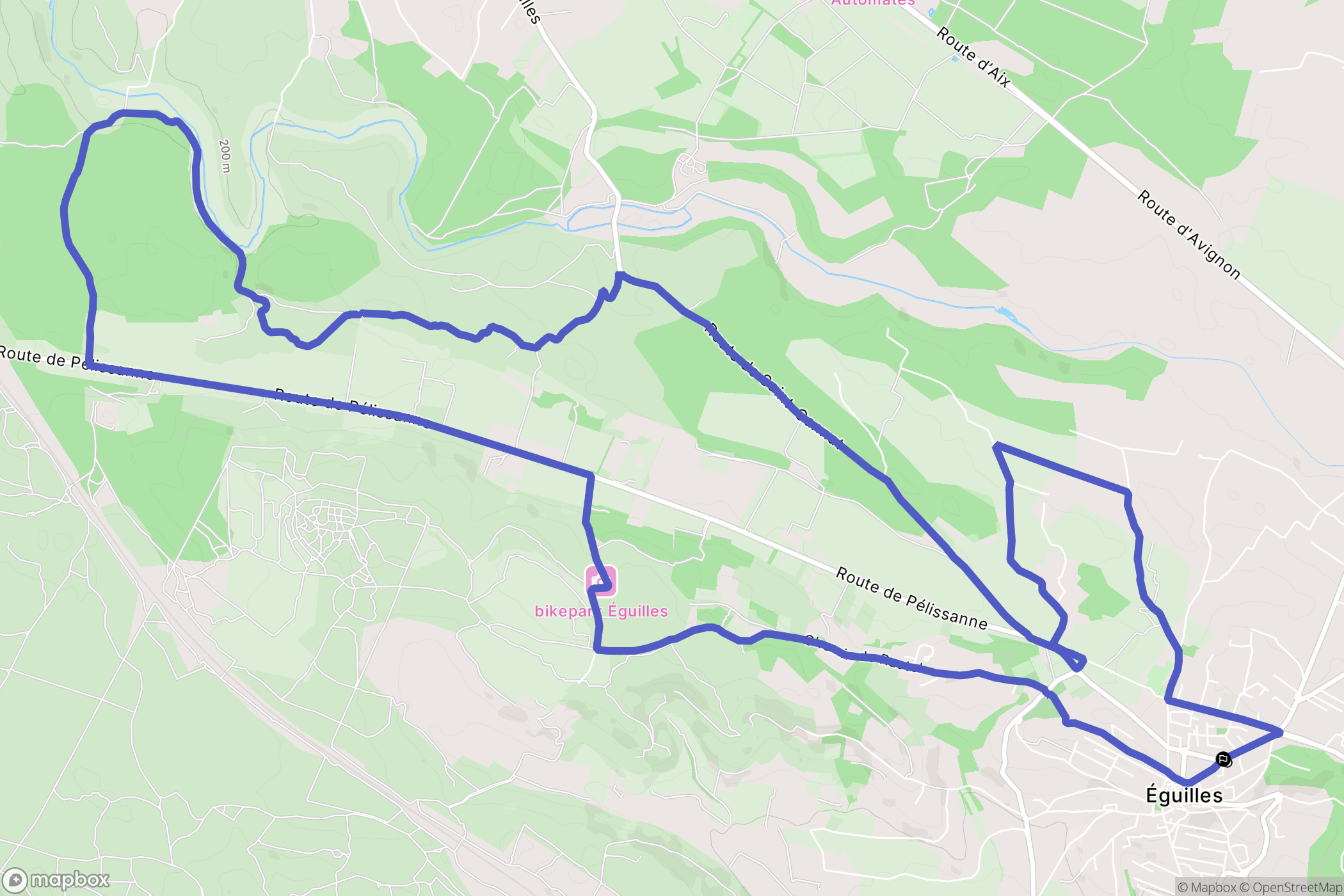 Éguilles : carte du parcours de randonnée - France