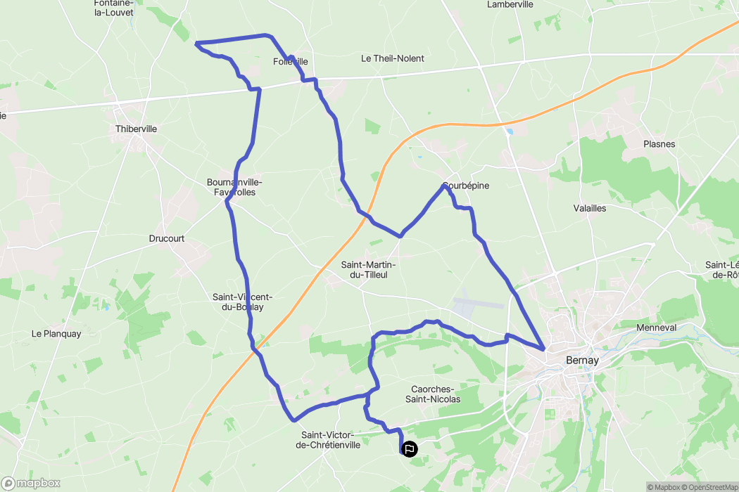 Caorches-Saint-Nicolas : carte du parcours de randonnée - France
