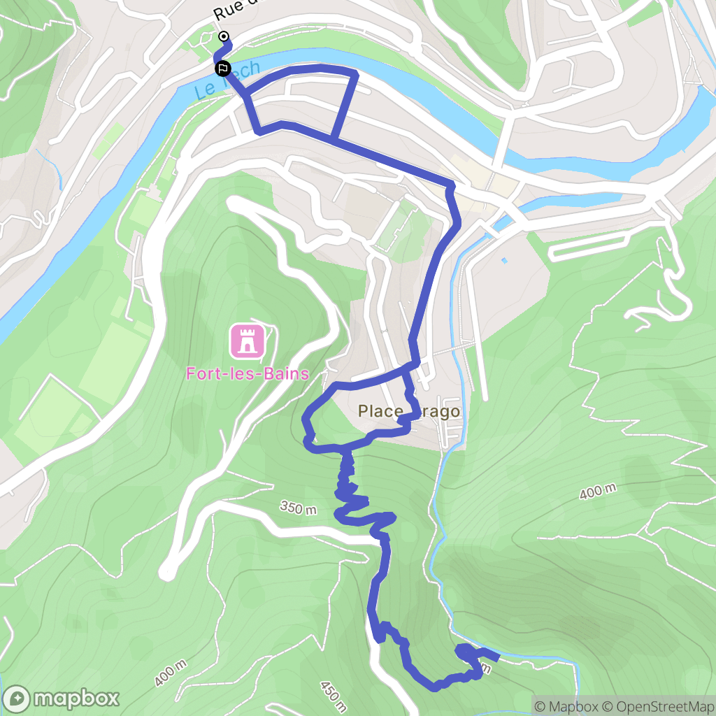Amélie-les-Bains-Palalda : carte du parcours de randonnée - France