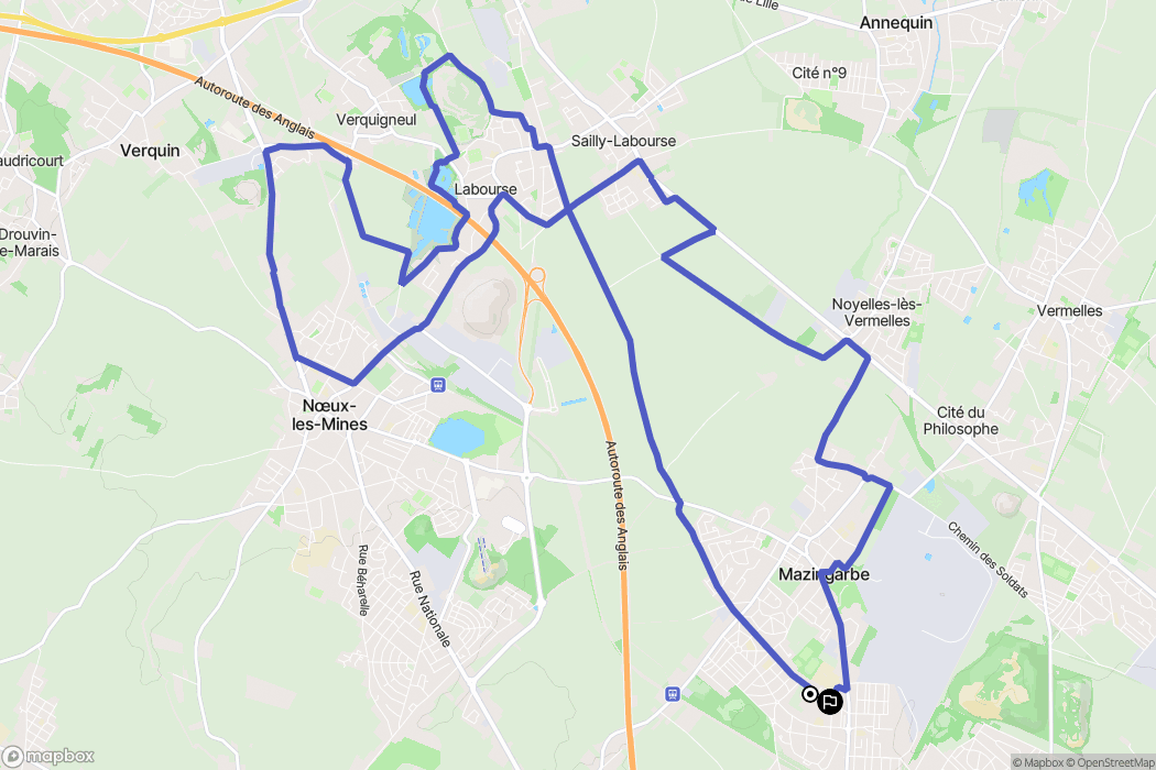Bully-les-Mines : carte du parcours de randonnée - France