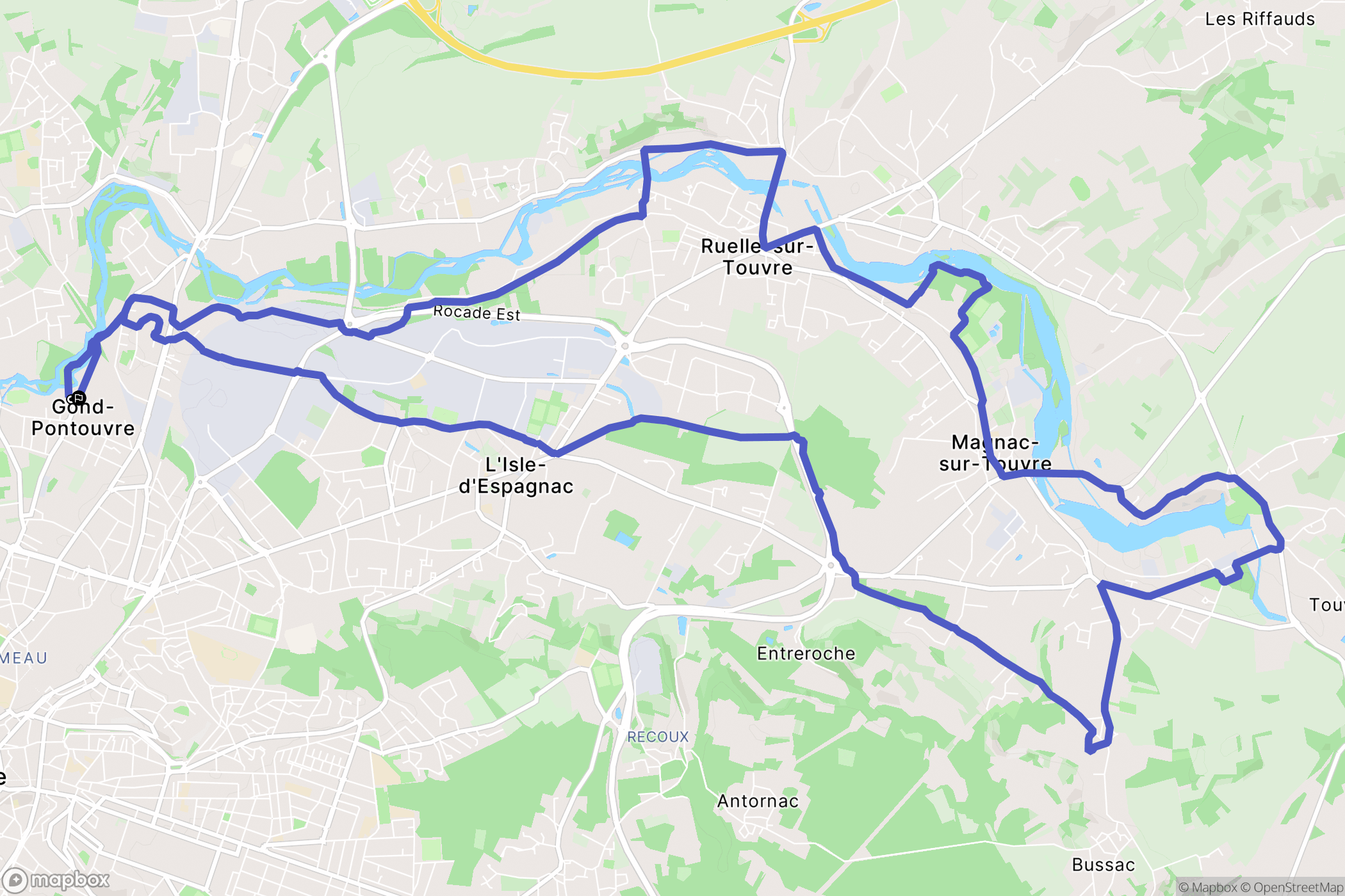 Gond-Pontouvre : carte du parcours de randonnée - France