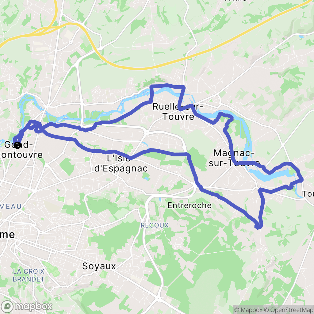 Gond-Pontouvre : carte du parcours de randonnée - France
