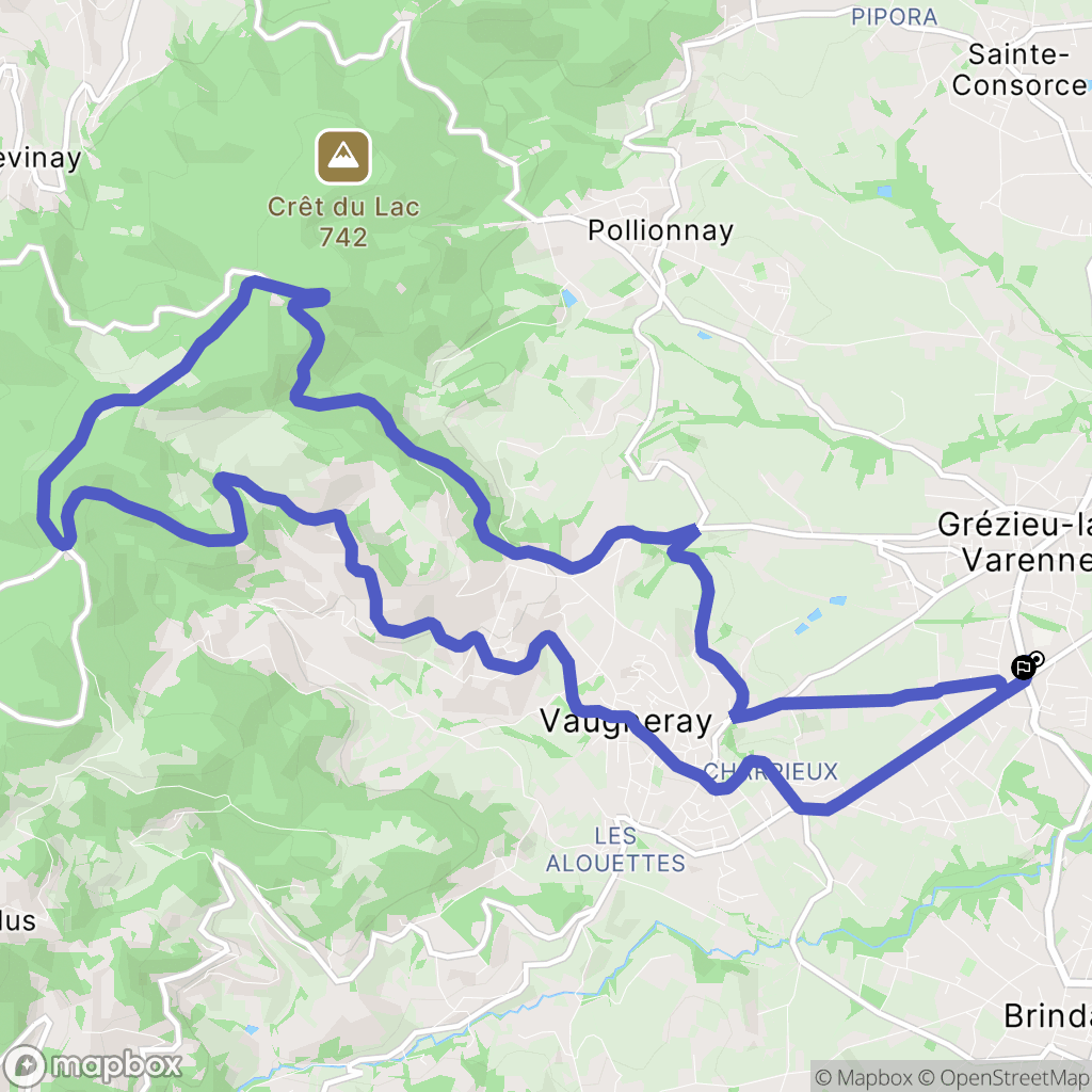 Grézieu-la-Varenne : carte du parcours de randonnée - France