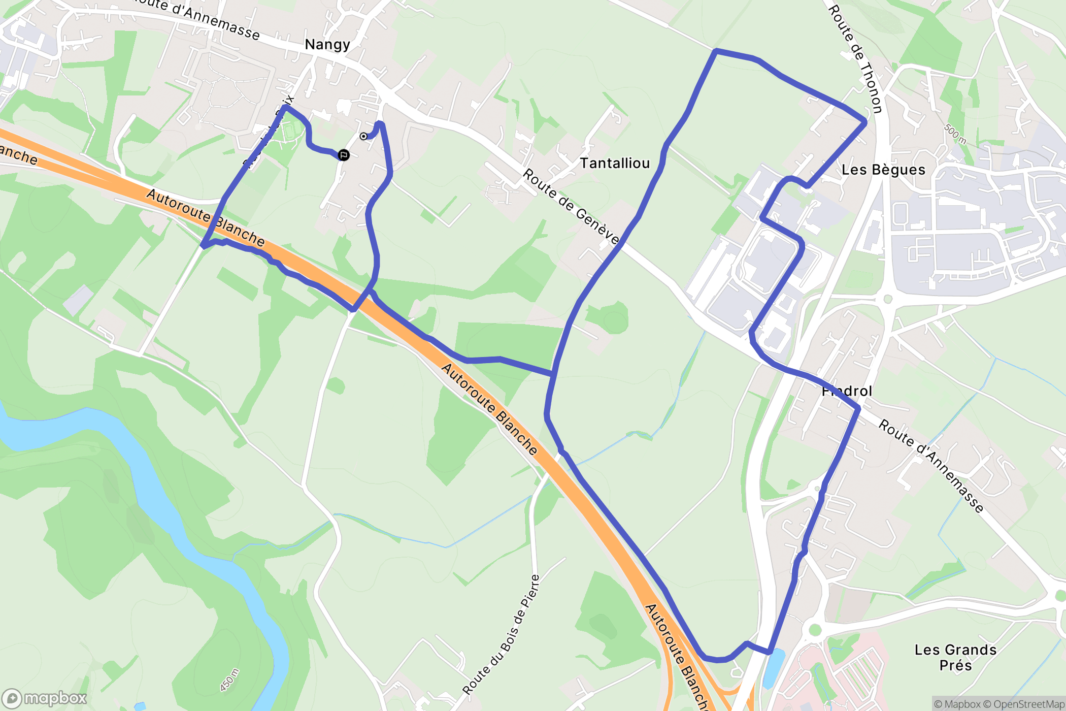 Nangy : carte du parcours de randonnée - France