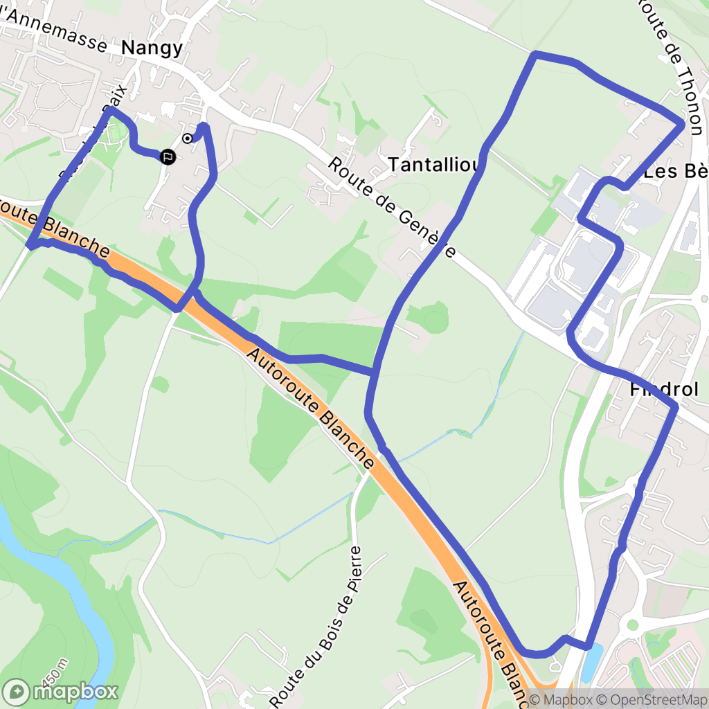 Nangy : carte du parcours de randonnée - France