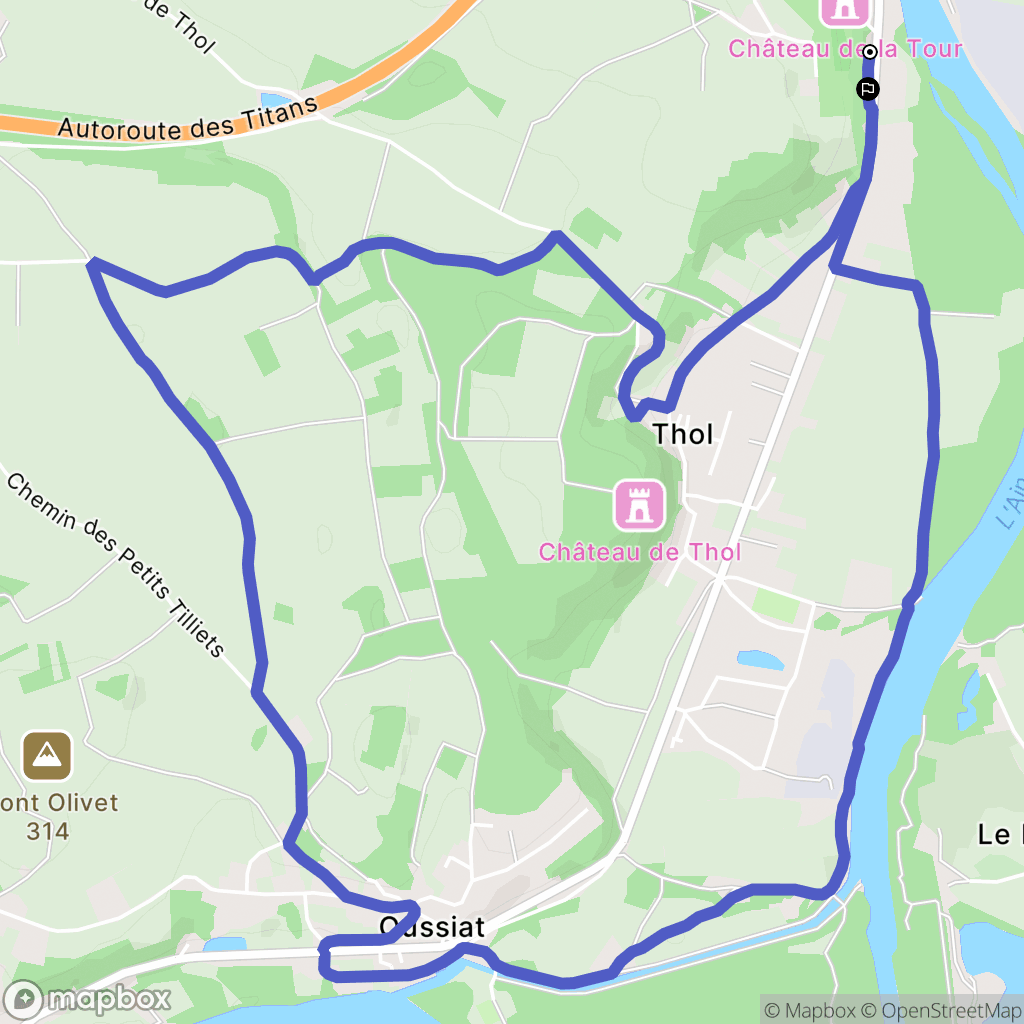 Neuville-sur-Ain : carte du parcours de randonnée - France