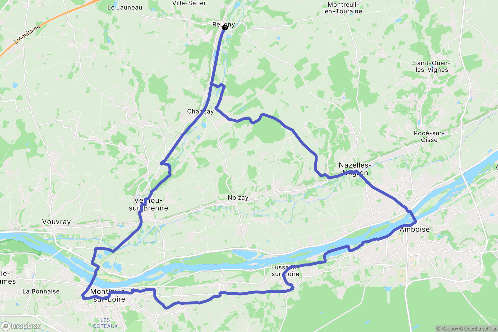 Reugny : carte du parcours de randonnée - France