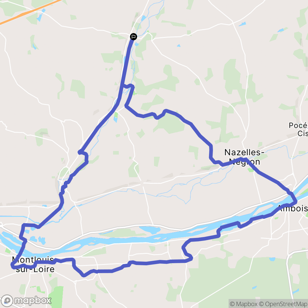 Reugny : carte du parcours de randonnée - France