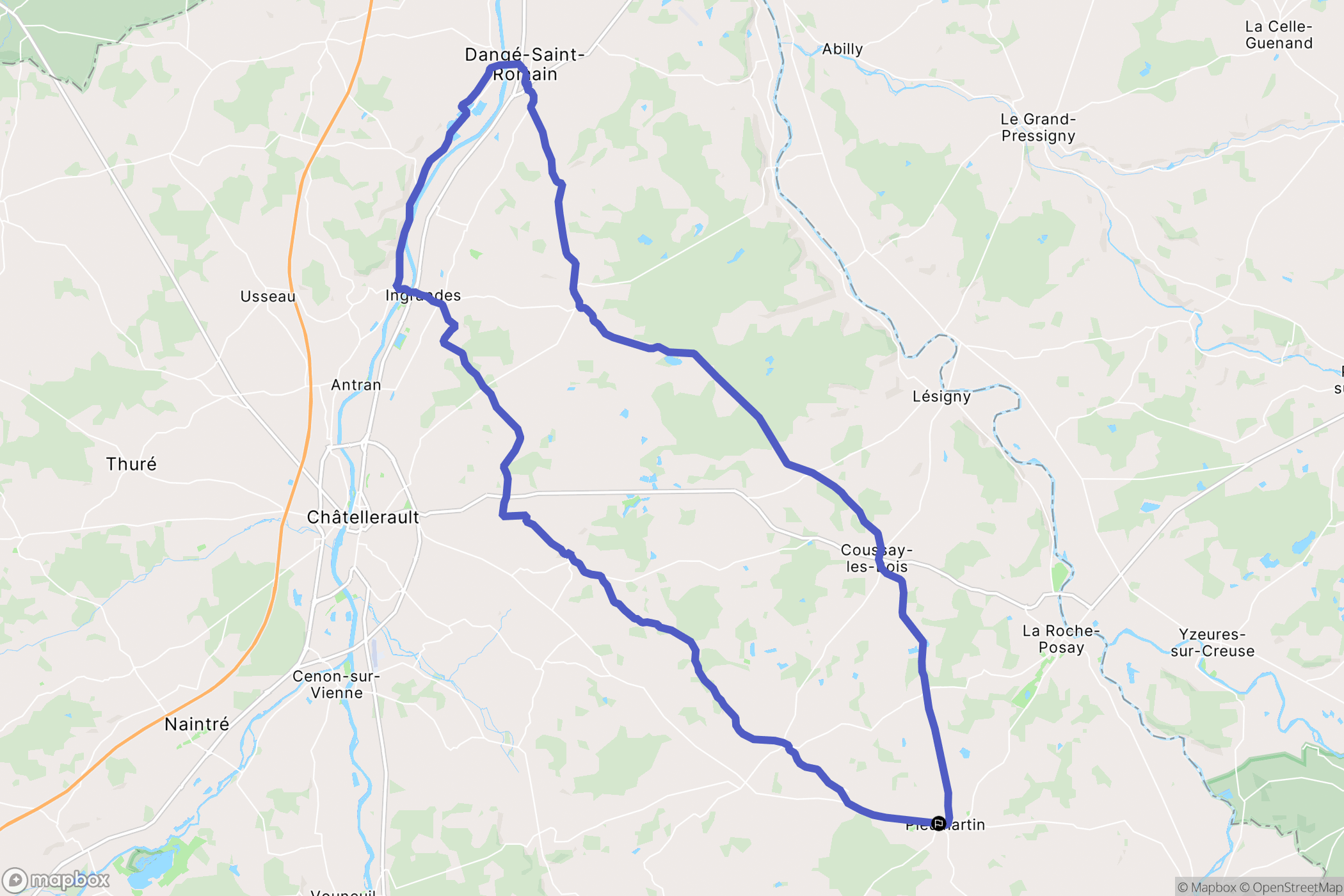 Pleumartin : carte du parcours de randonnée - France