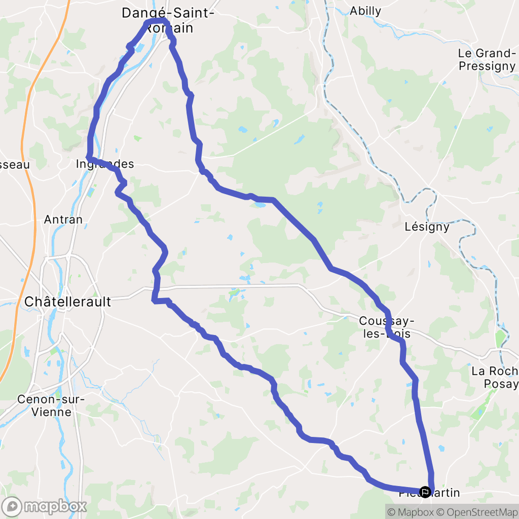 Pleumartin : carte du parcours de randonnée - France