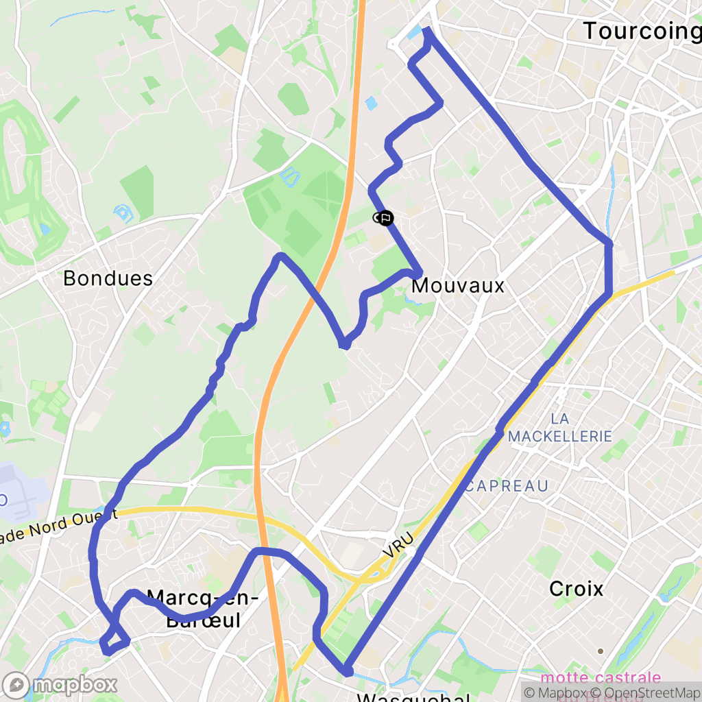 Mouvaux : carte du parcours de randonnée - France