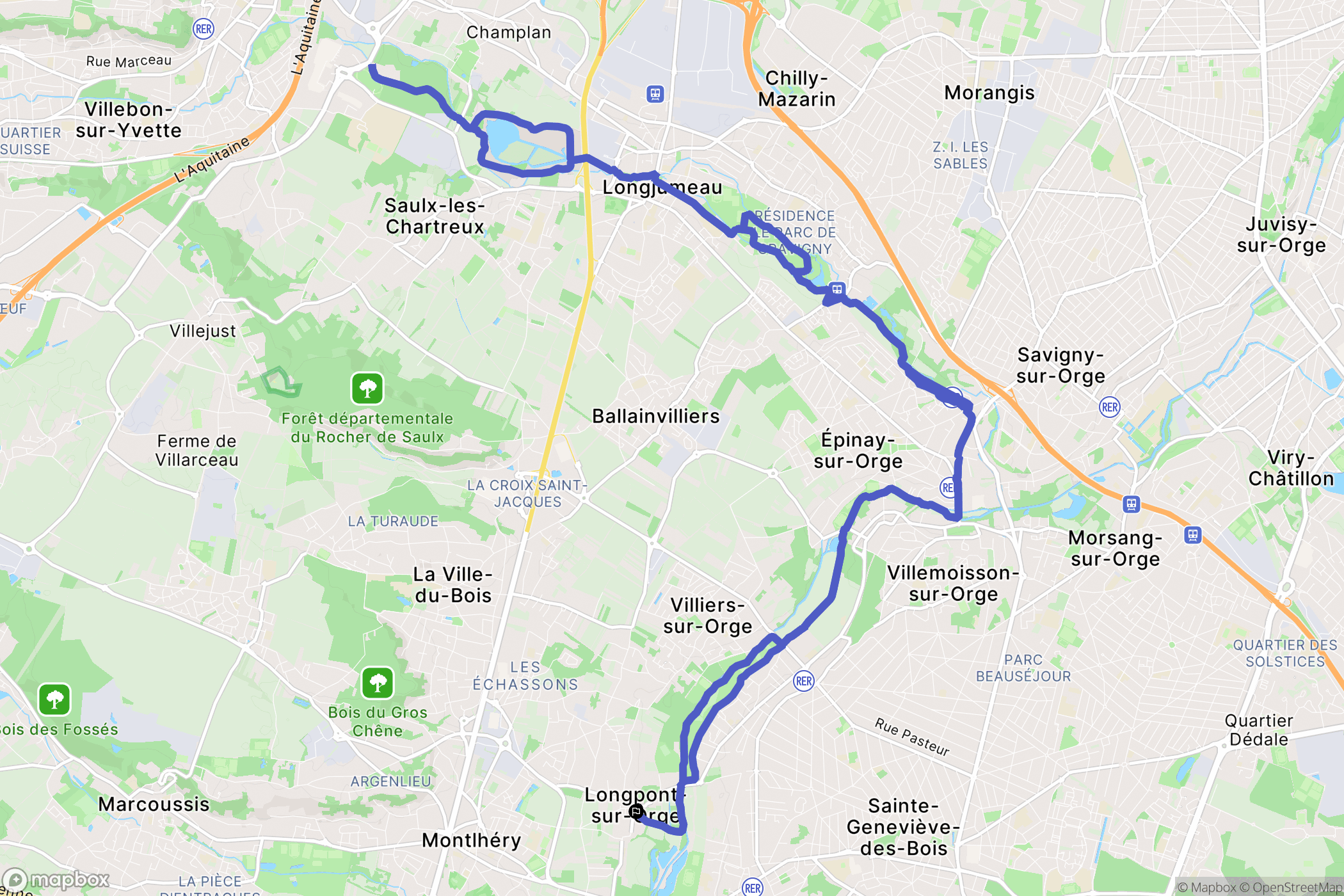 Longpont-sur-Orge : carte du parcours de randonnée - France