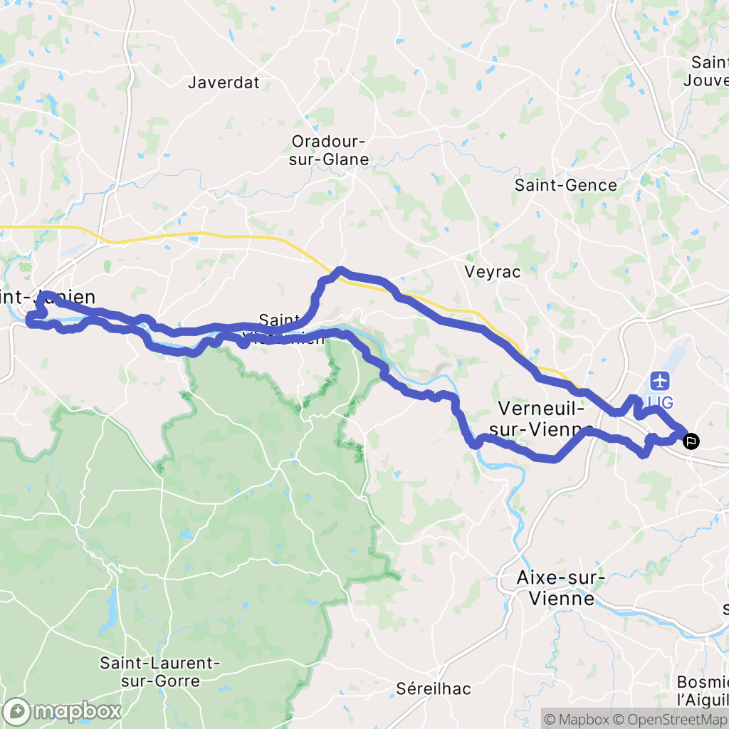 Limoges : carte du parcours de randonnée - France