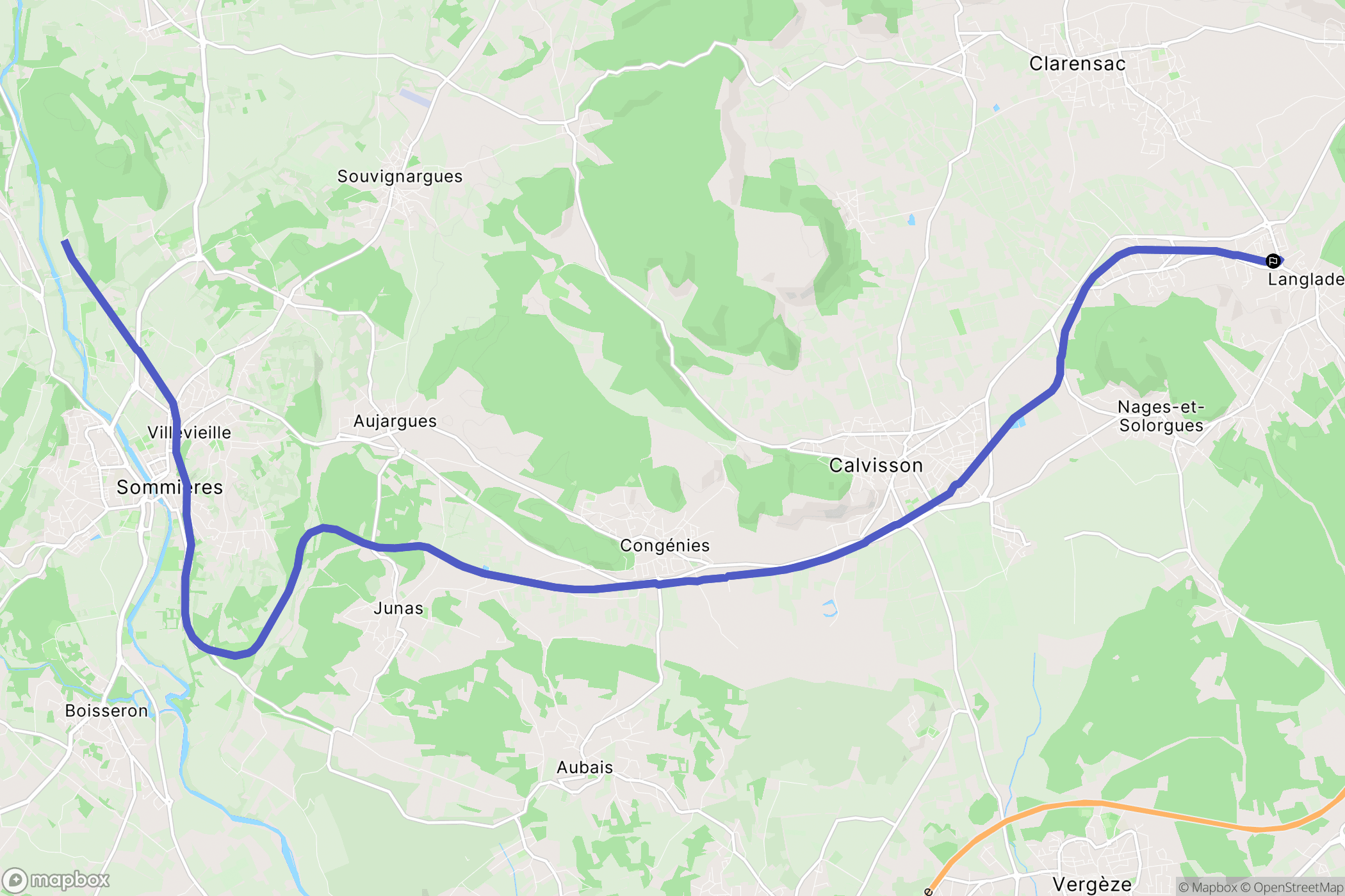 Langlade : carte du parcours de randonnée - France