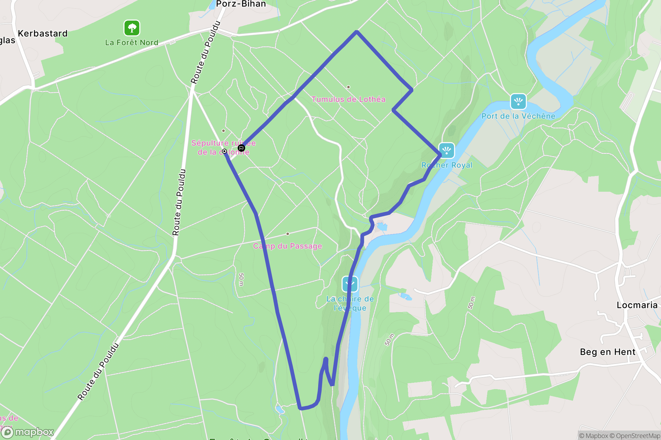 Quimperlé : carte du parcours de randonnée - France