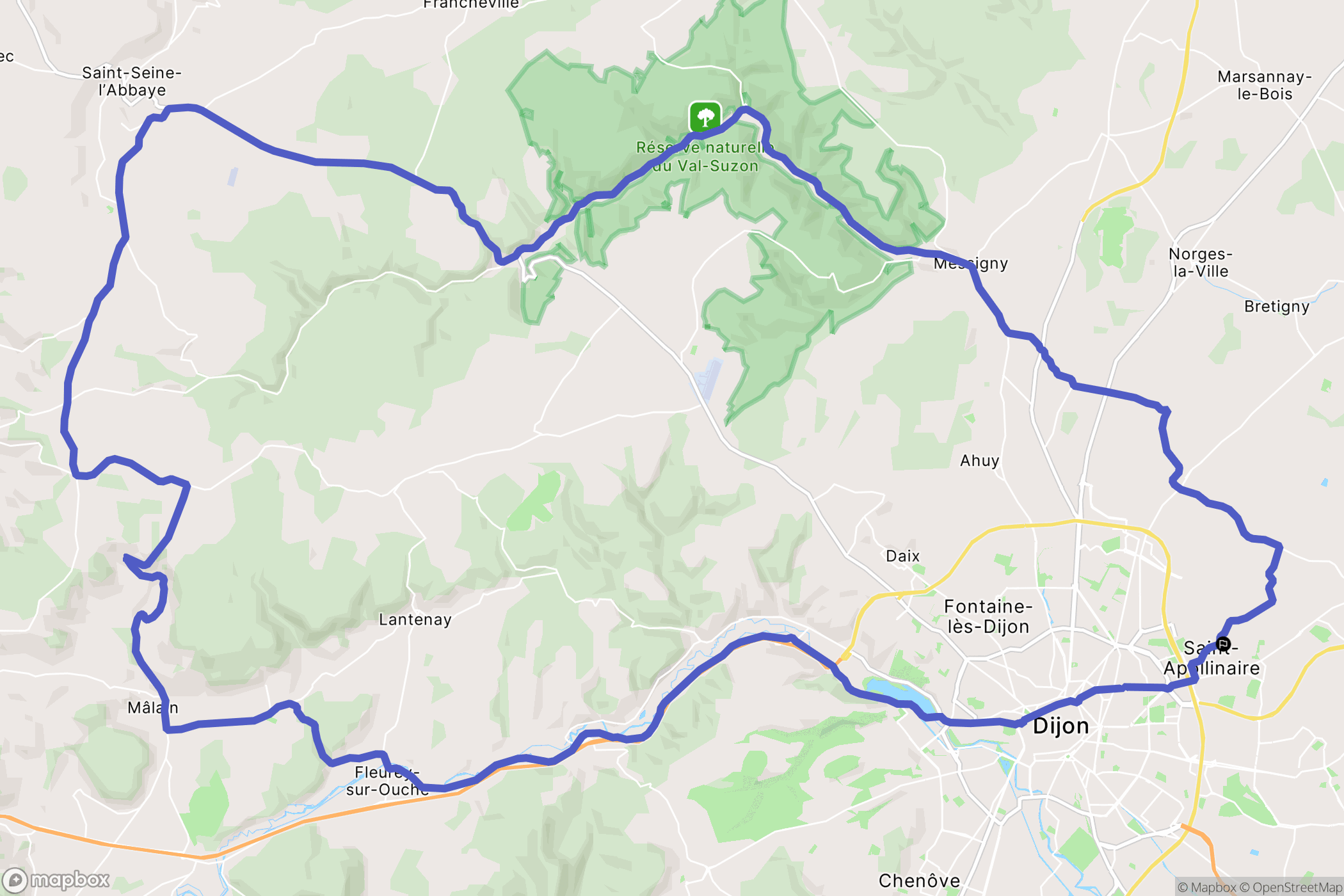 Saint-Apollinaire : carte du parcours de randonnée - France