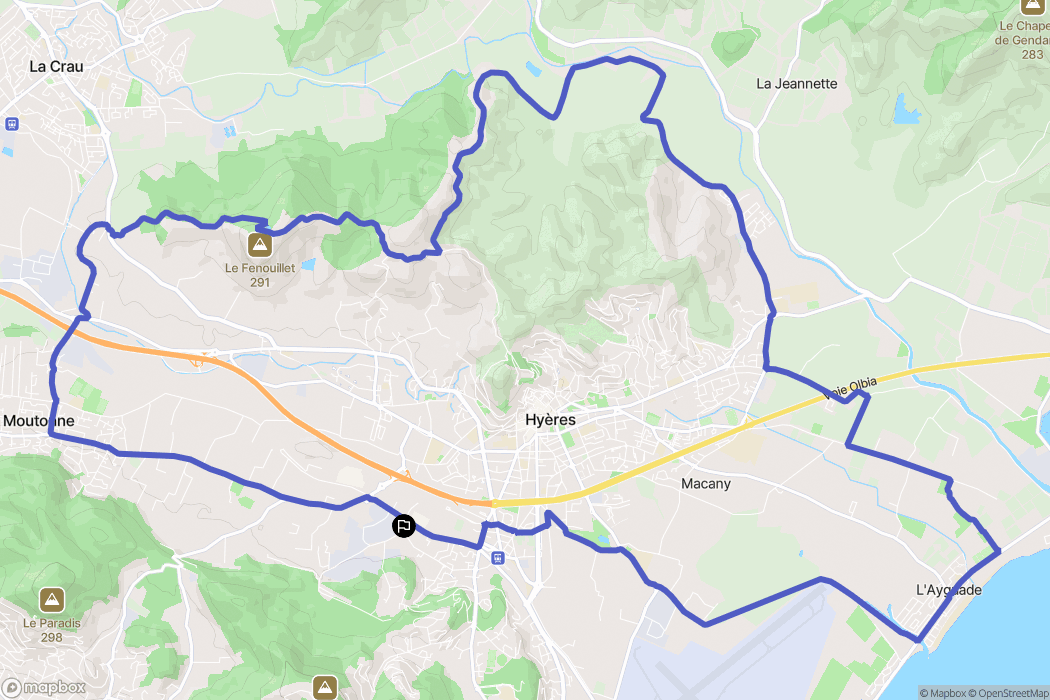 Hyères : carte du parcours de randonnée - France