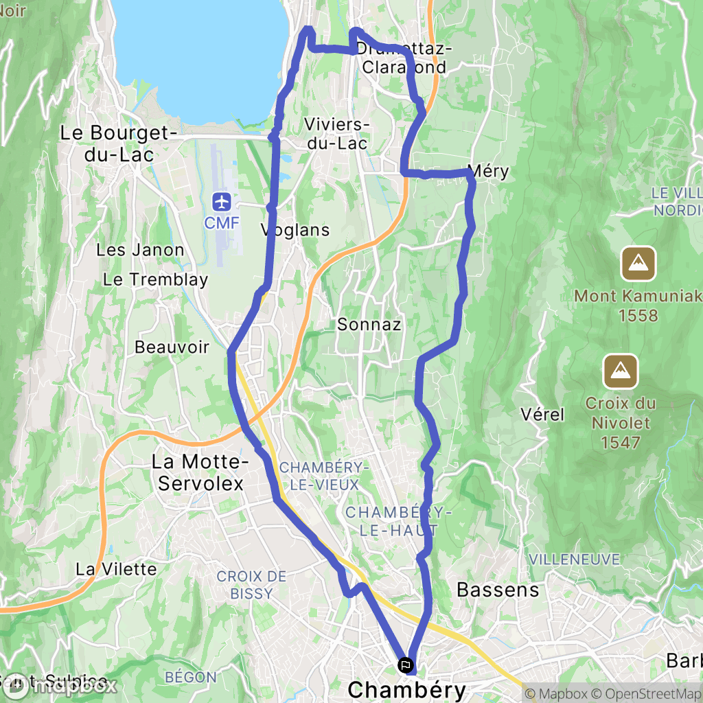 Chambéry : carte du parcours de randonnée - France