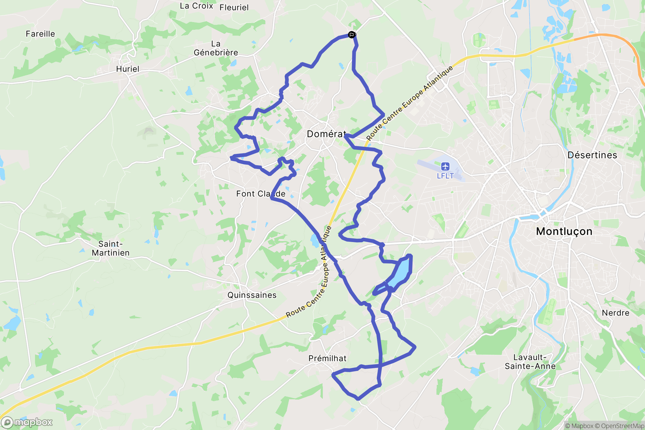 Domérat : carte du parcours de randonnée - France