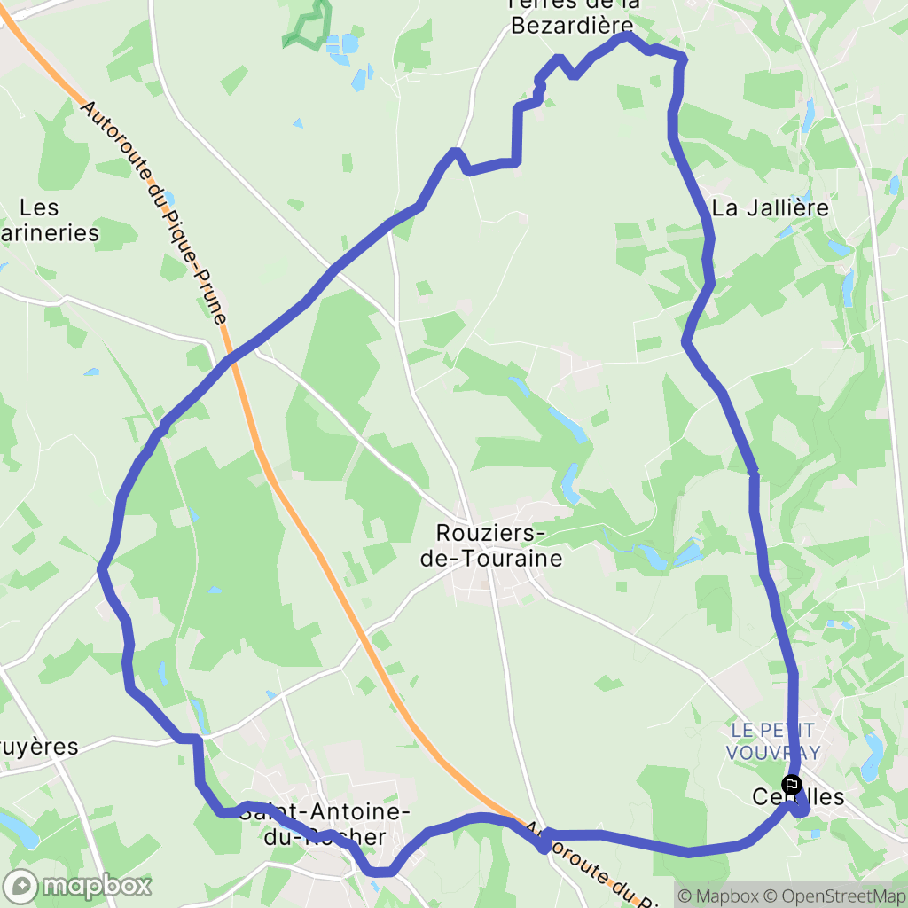 Beaumont-Louestault : carte du parcours de randonnée - France