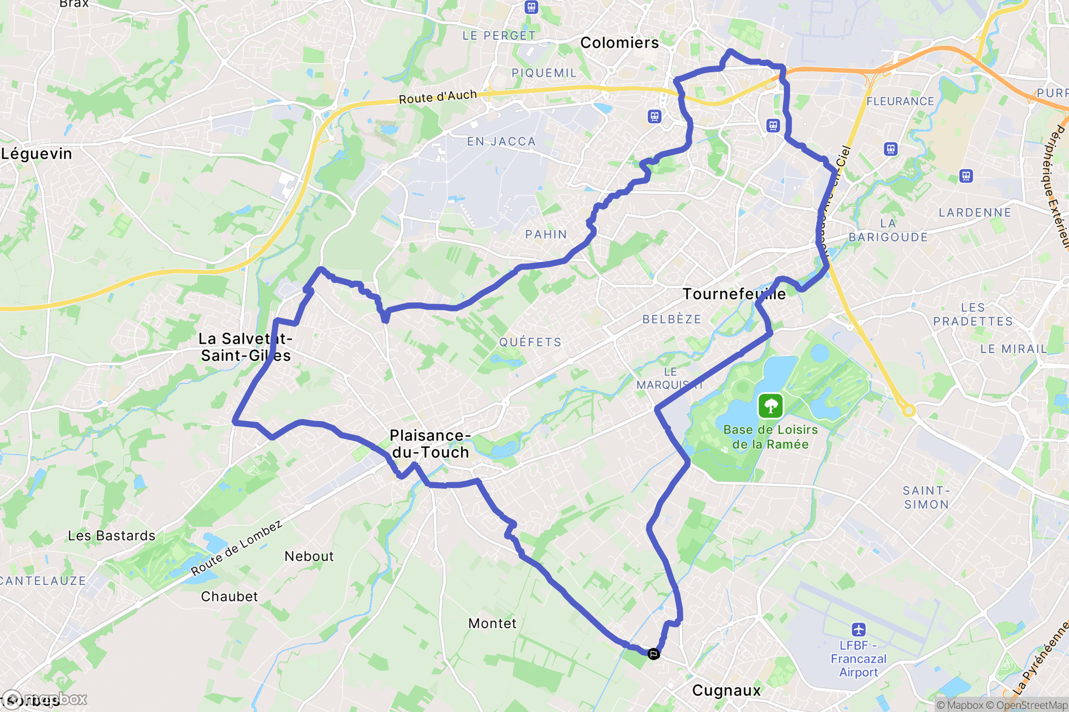 Cugnaux : carte du parcours de randonnée - France