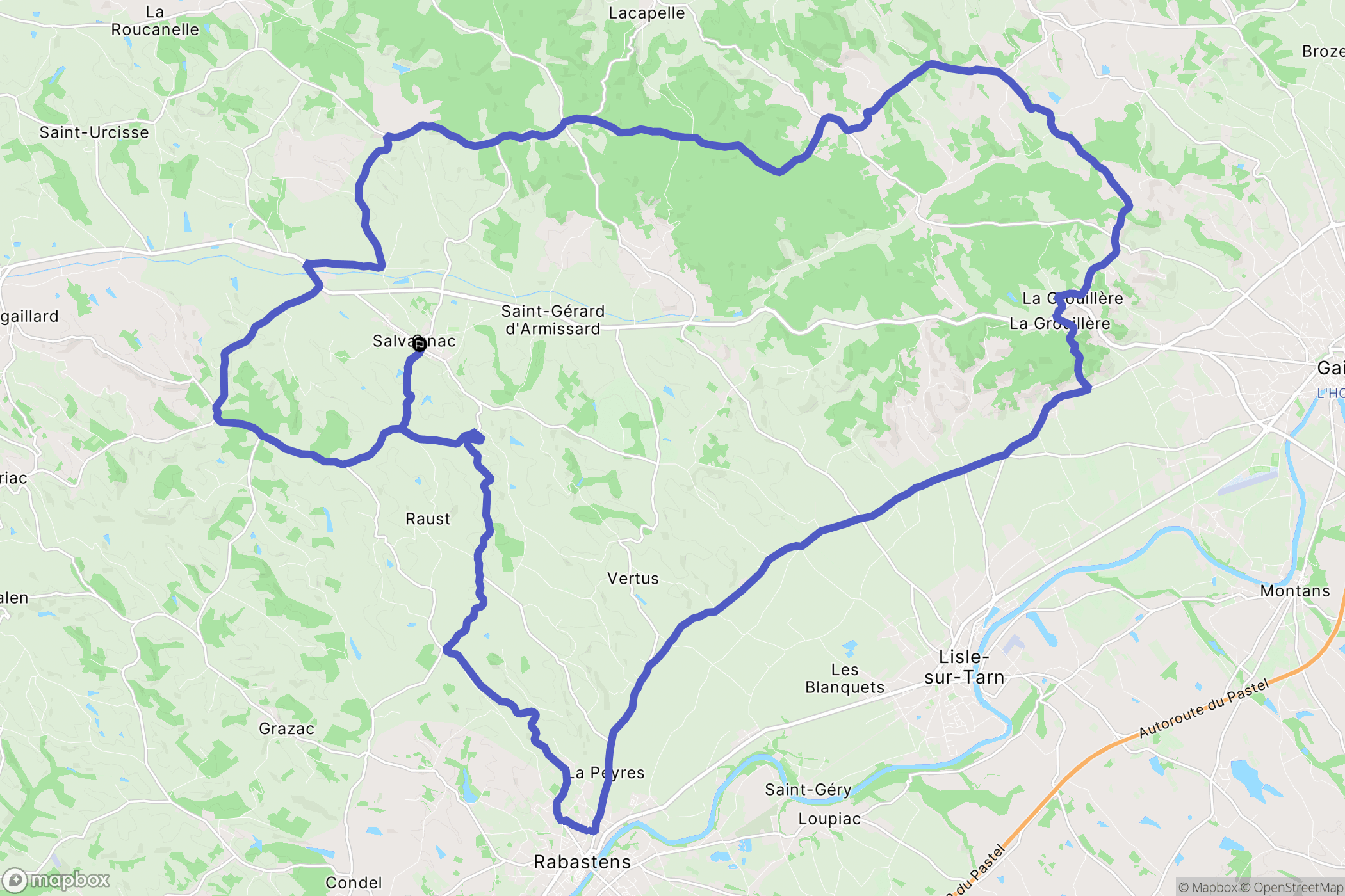 Salvagnac : carte du parcours de randonnée - France