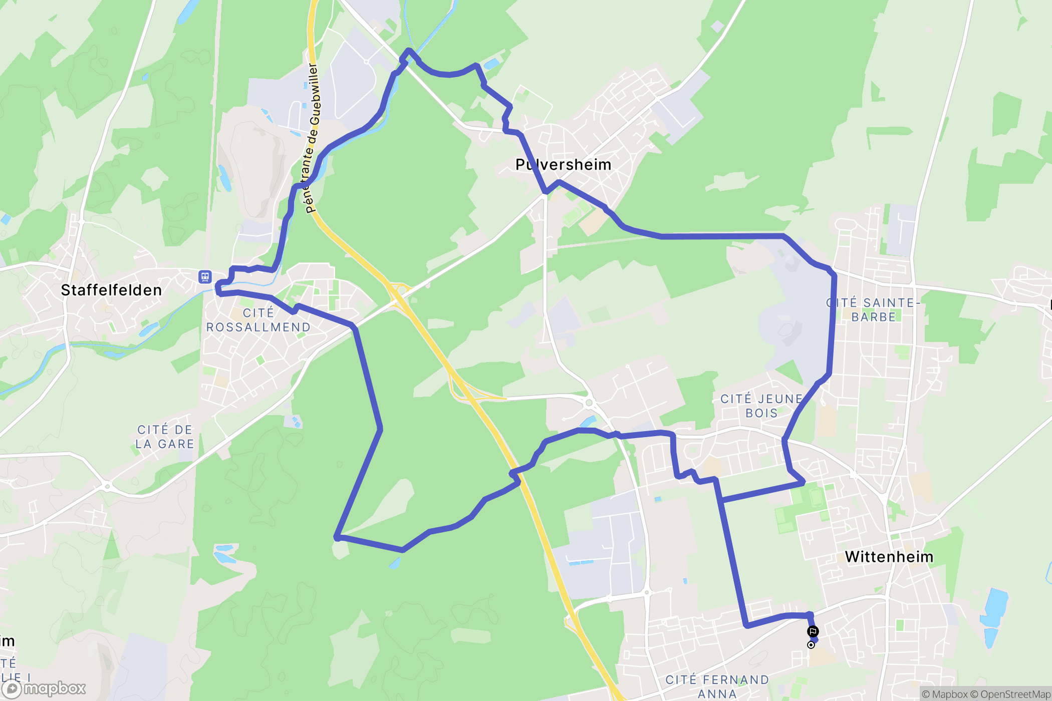 Wittenheim : carte du parcours de randonnée - France