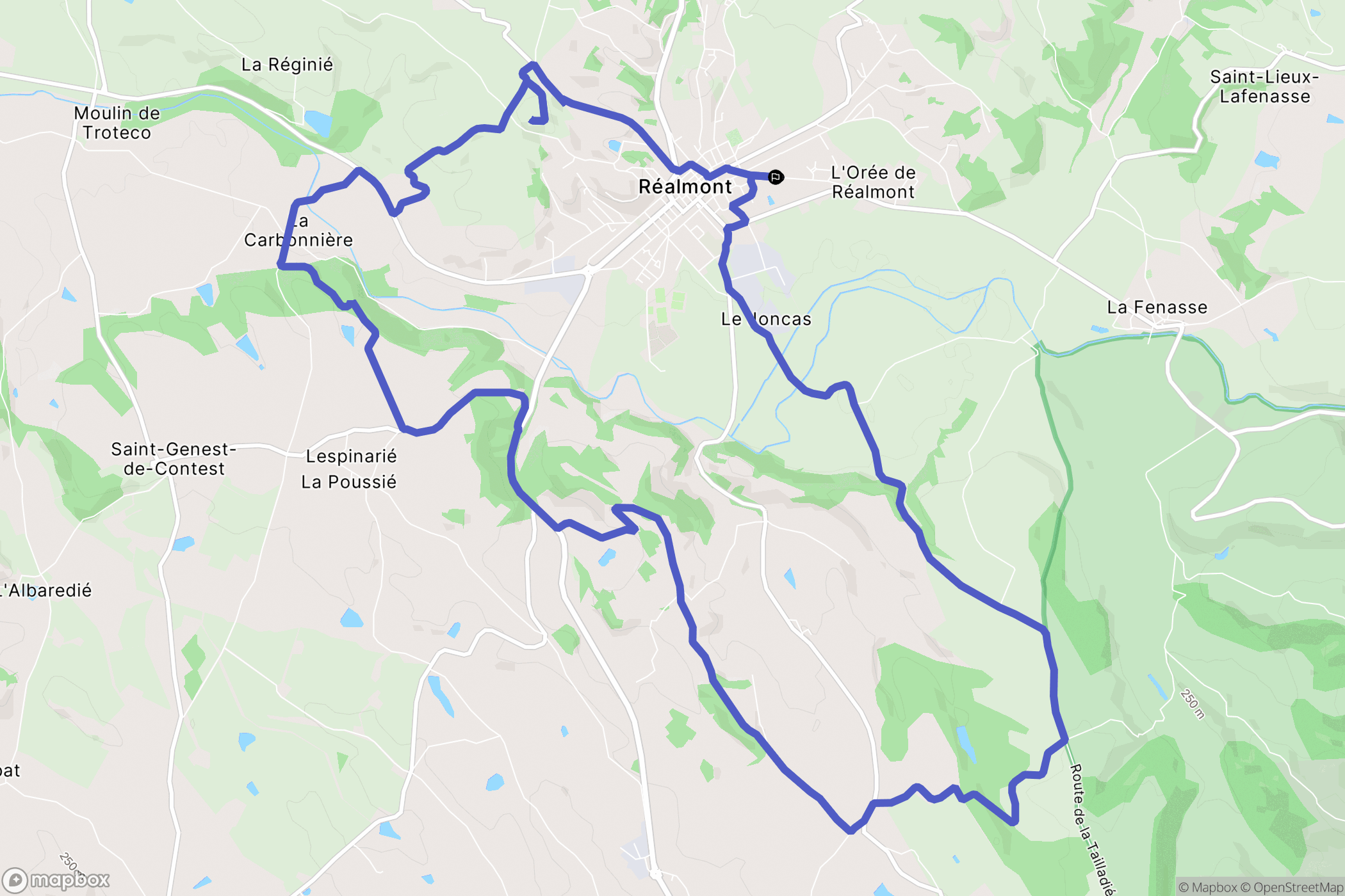 Réalmont : carte du parcours de randonnée - France