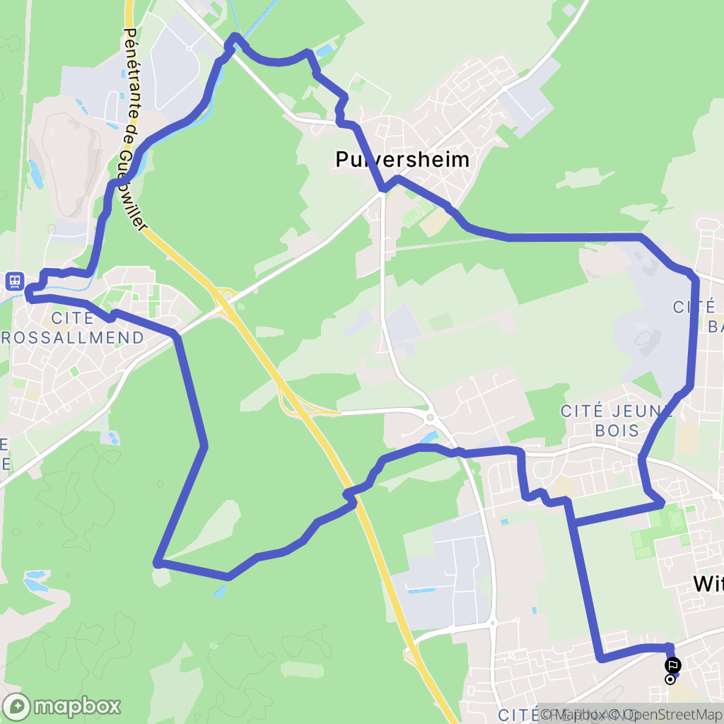 Wittenheim : carte du parcours de randonnée - France