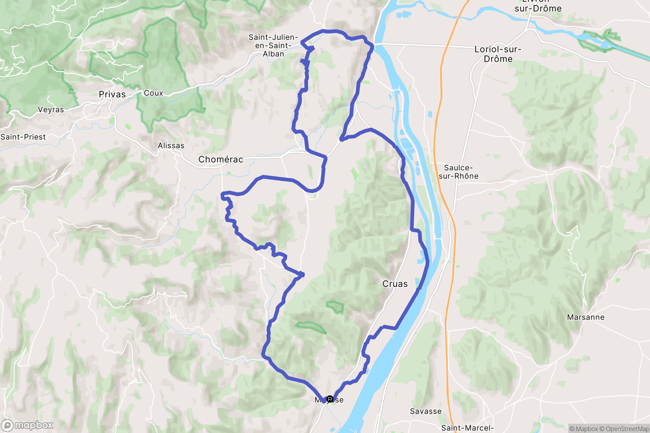 Meysse : carte du parcours de randonnée - France