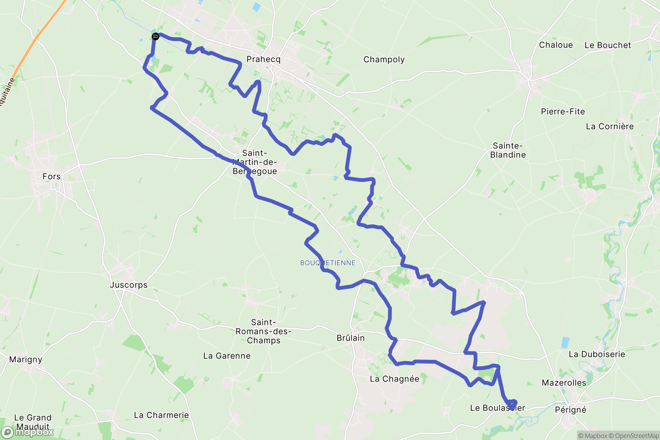 Prahecq : carte du parcours de randonnée - France