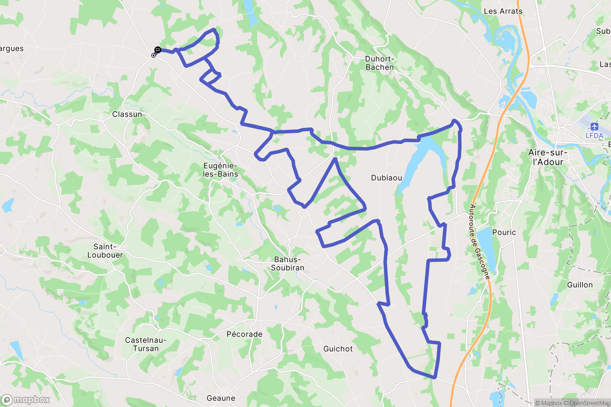 Larrivière-Saint-Savin : carte du parcours de randonnée - France